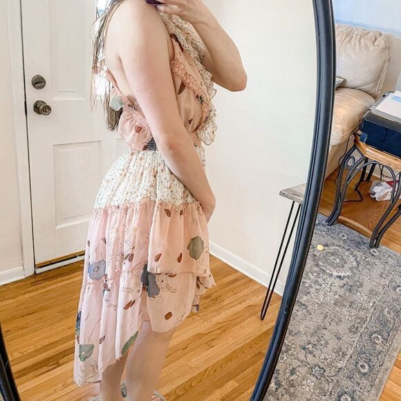Free People Floral Skies Hi-Low Ruffle Midi Dress S - Picture 4 of 9